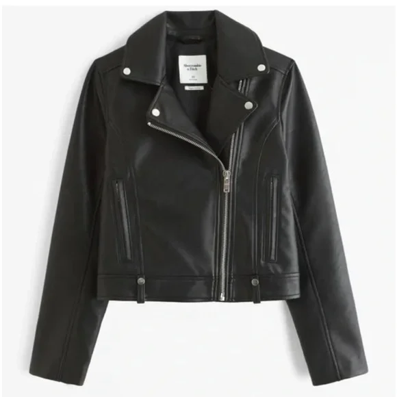 Abercrombie & Fitch Vegan Leather Black Moto Jacket - Picture 5 of 11